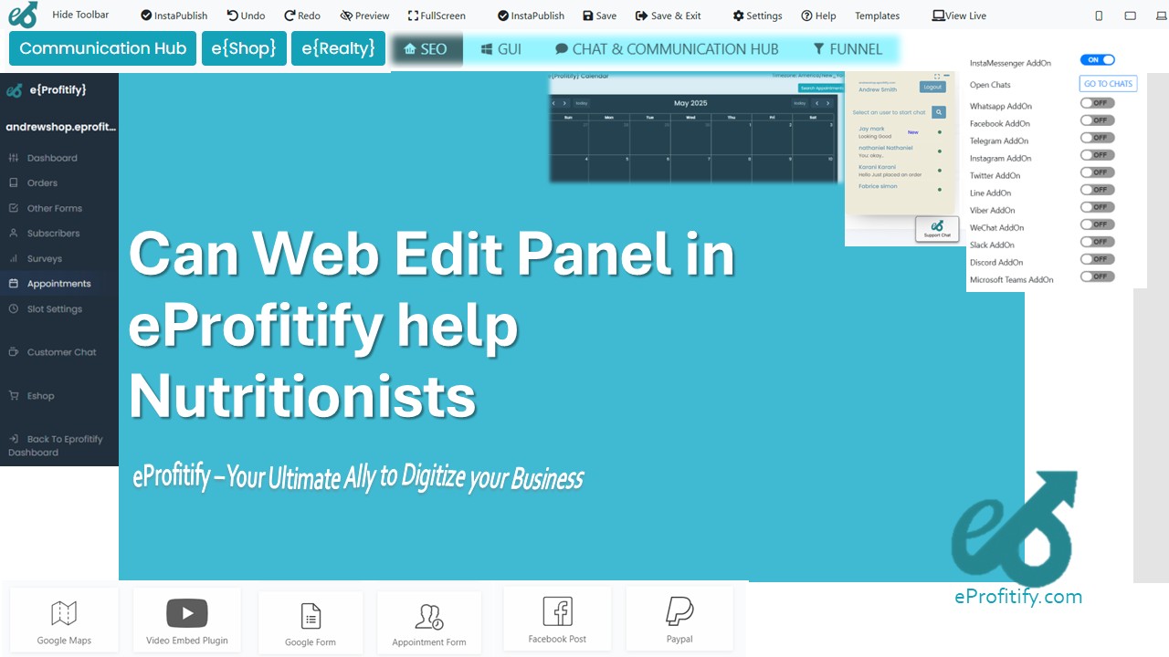 Can Web Edit Panel in eProfitify help Nutritionists